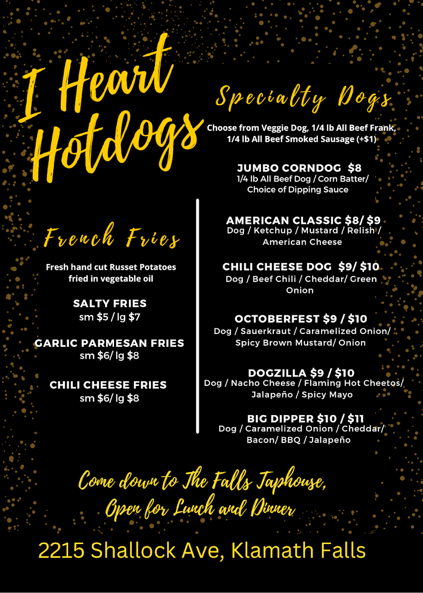 I Heart Hotdogs menu board