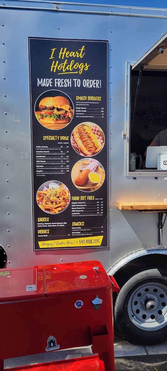 I Heart Hotdogs menu board