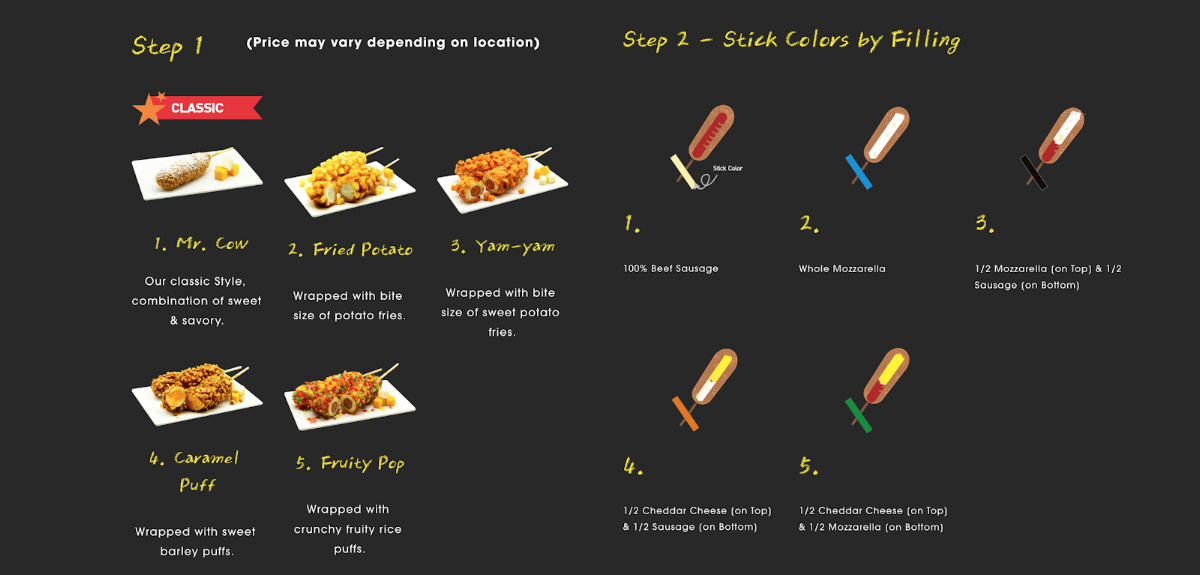 Corndogs by Mr. Cow menu board