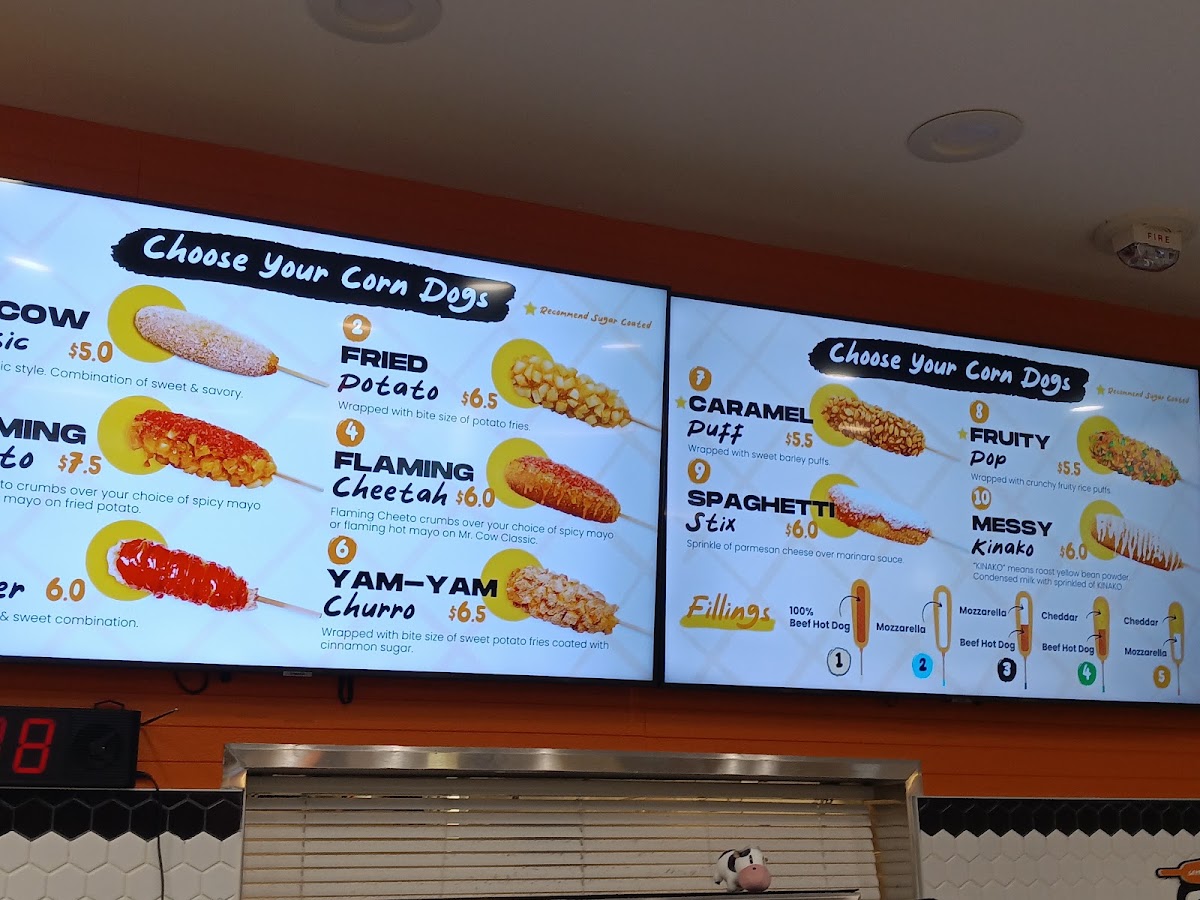 Corndogs by Mr. Cow menu board