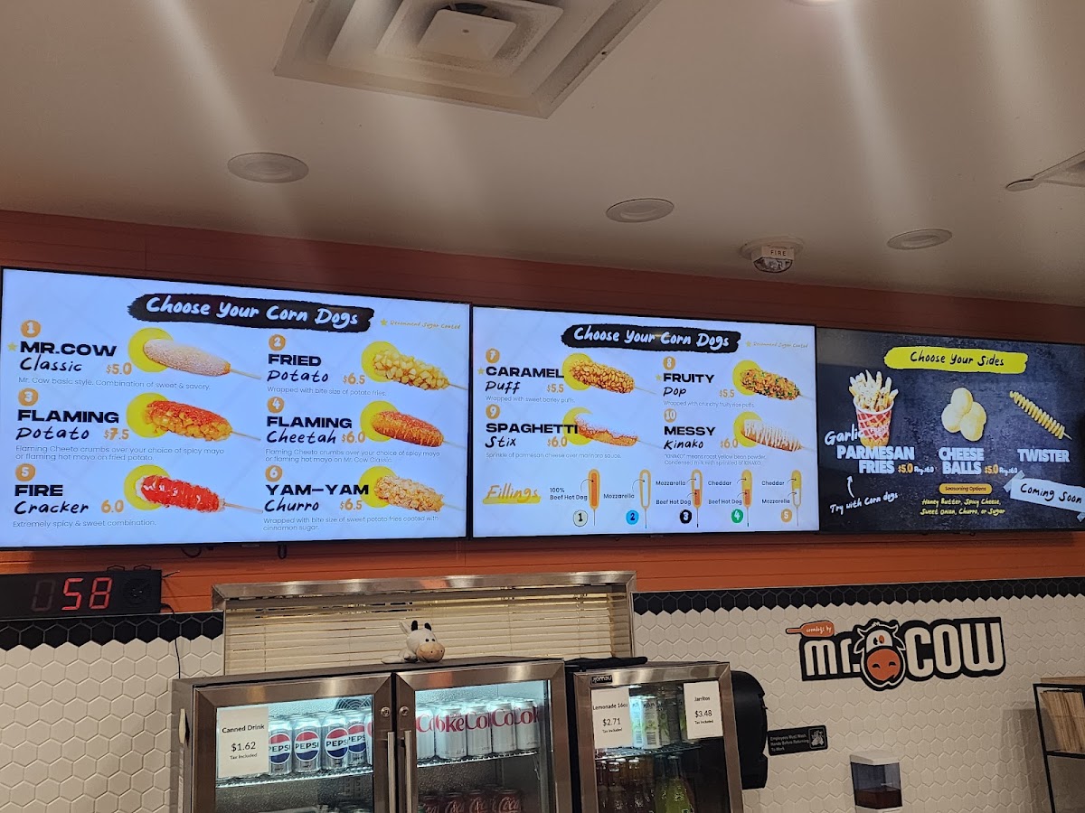 Corndogs by Mr. Cow menu board