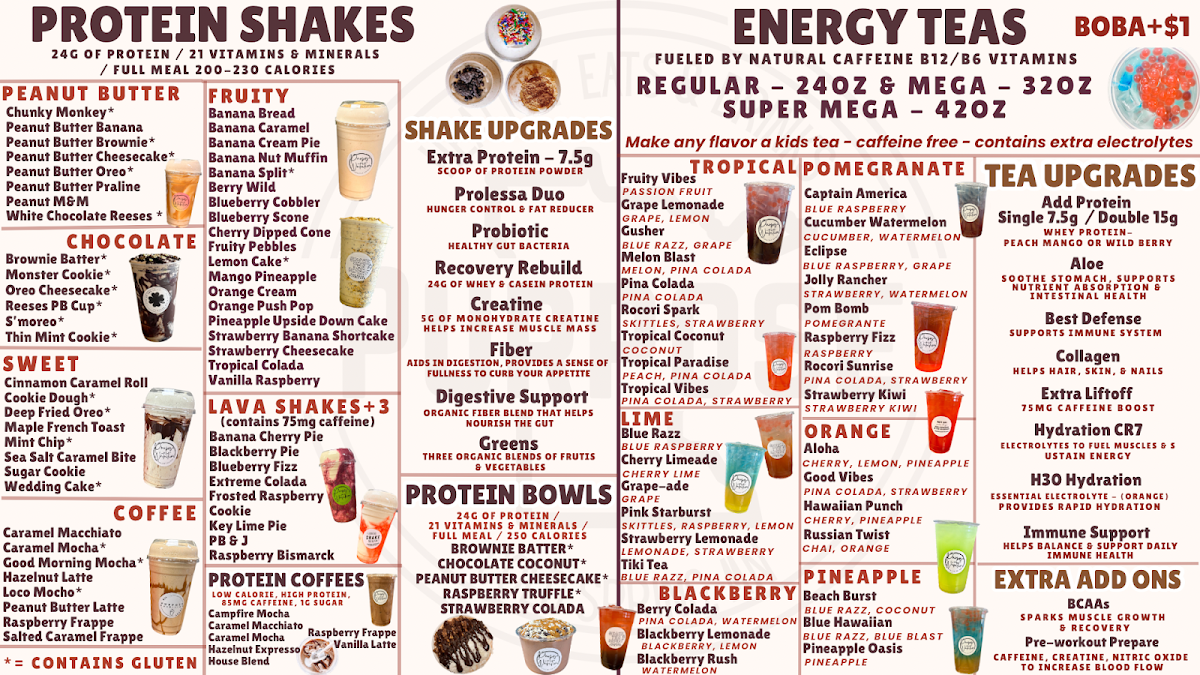 Purpose Nutrition menu board