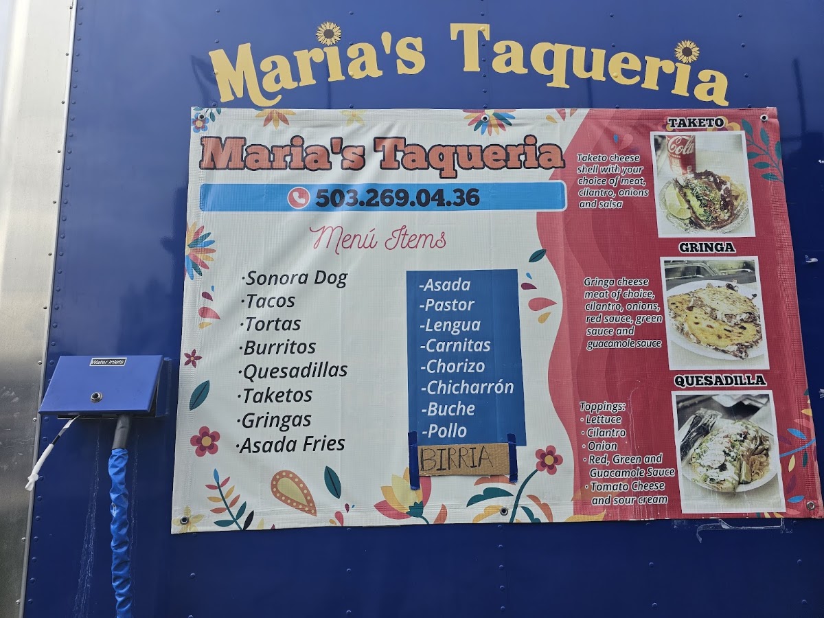 Maria’s Taqueria menu board