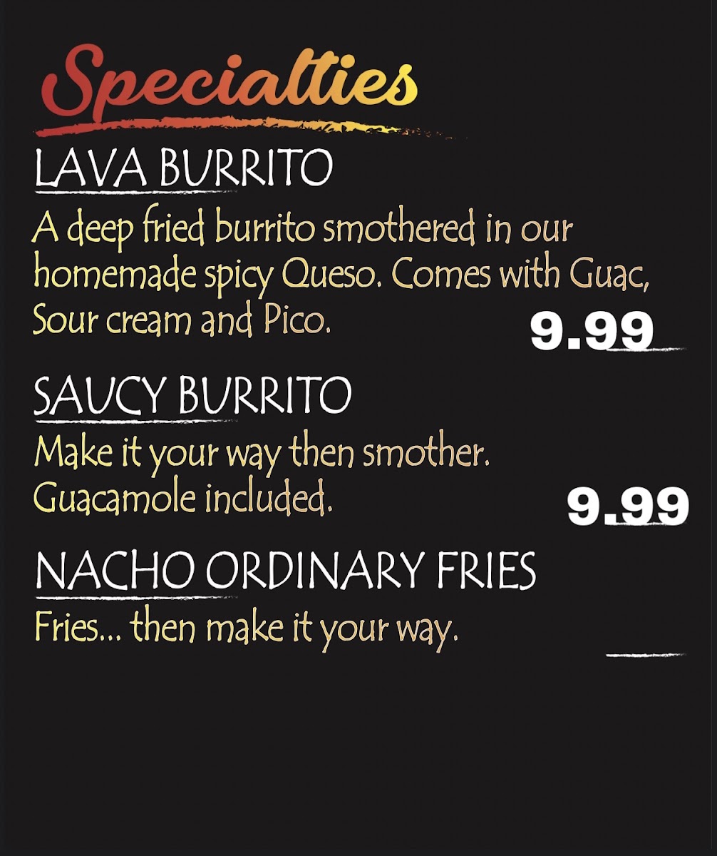 Mi Chavelita Mexican Grill menu board