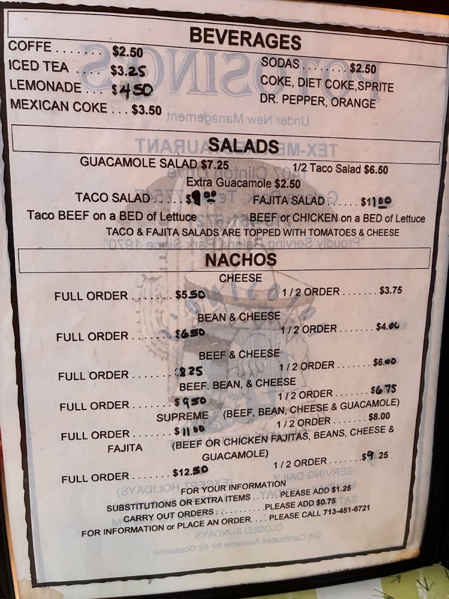 El Potosino menu board