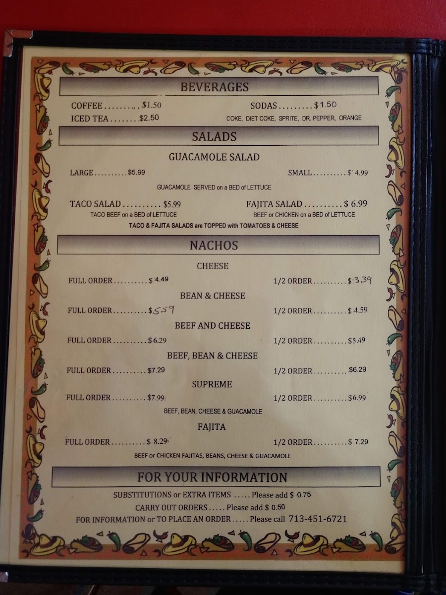 El Potosino menu board