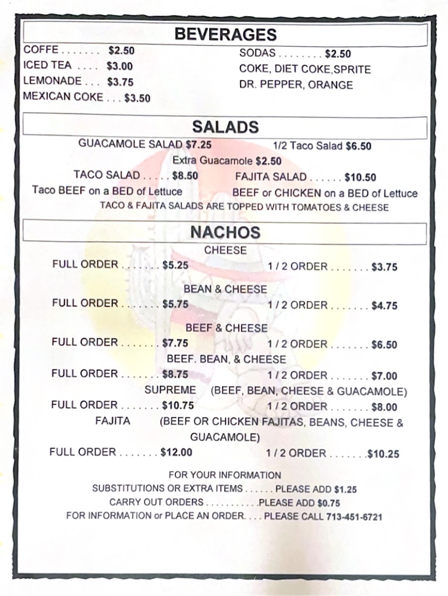 El Potosino menu board