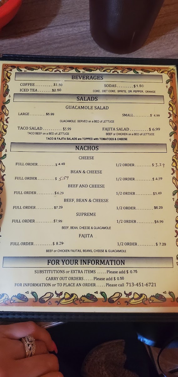 El Potosino menu board