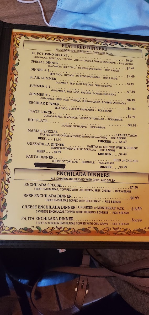 El Potosino menu board