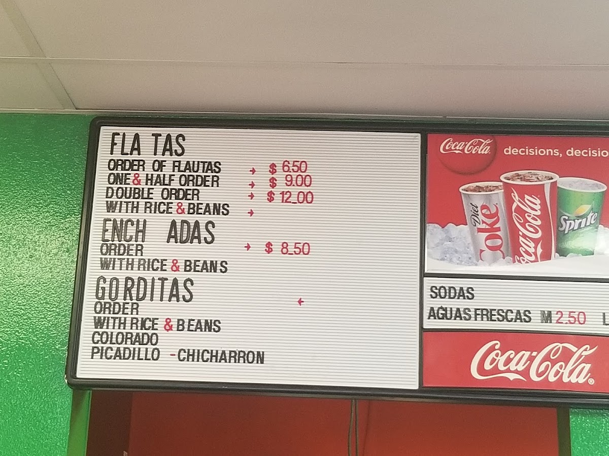 La Capilla Flautas Y Más menu board