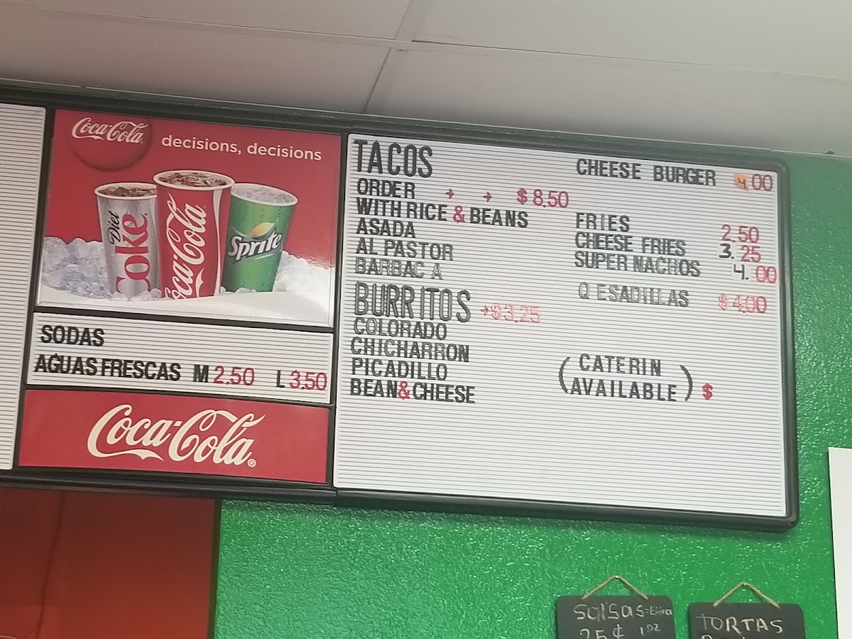 La Capilla Flautas Y Más menu board
