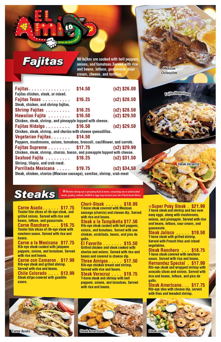 El Amigo Mexican Restaurant menu board