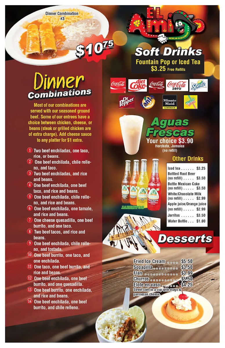 El Amigo Mexican Restaurant menu board