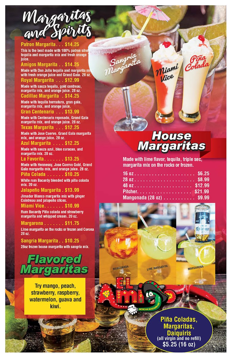 El Amigo Mexican Restaurant menu board