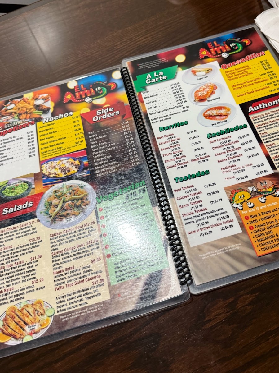 El Amigo Mexican Restaurant menu board