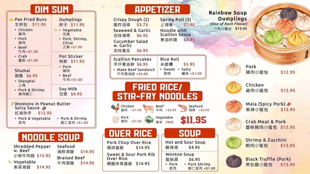 Dumpling District menu board