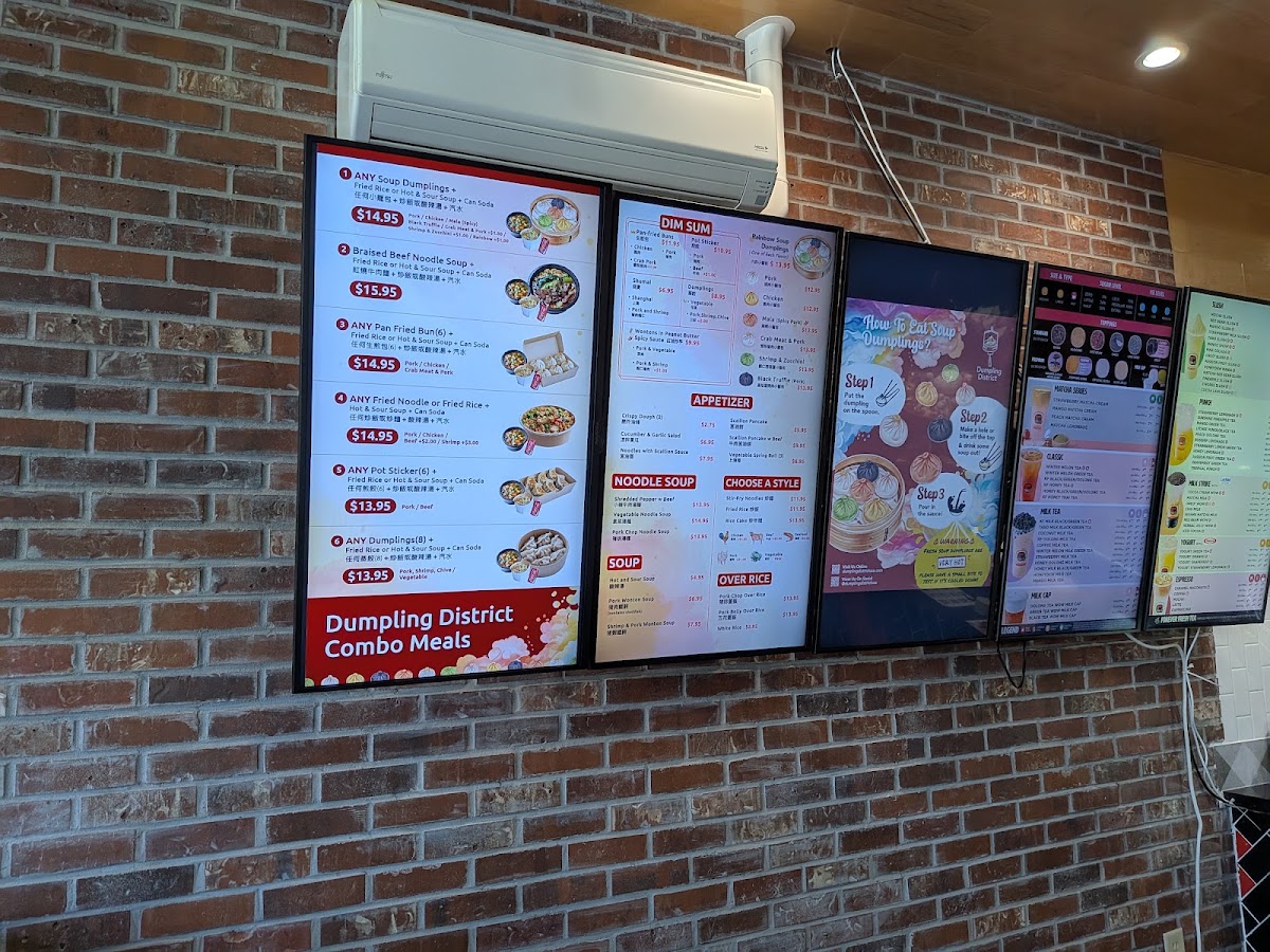 Dumpling District menu board