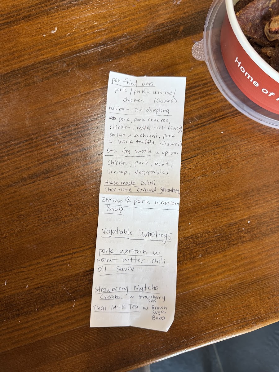 Dumpling District menu board