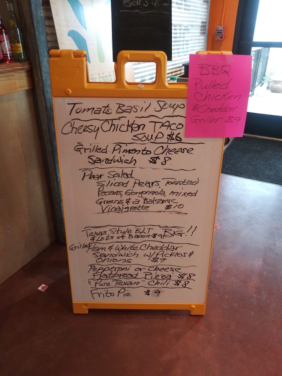 Lady Bird Lane Cafe menu board