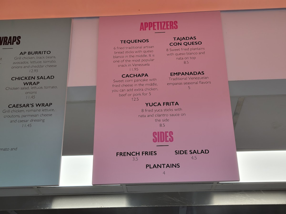 Arepa Please menu board