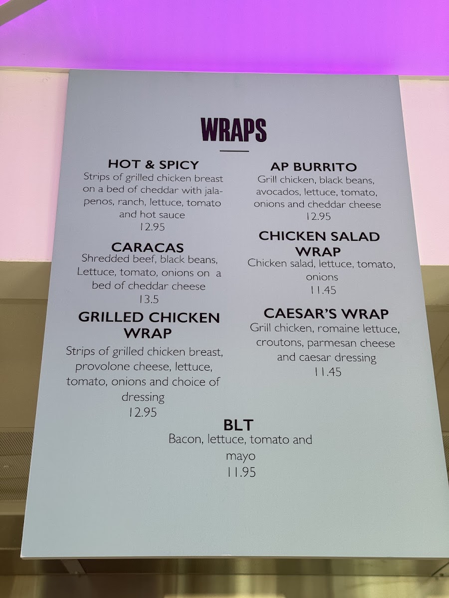 Arepa Please menu board