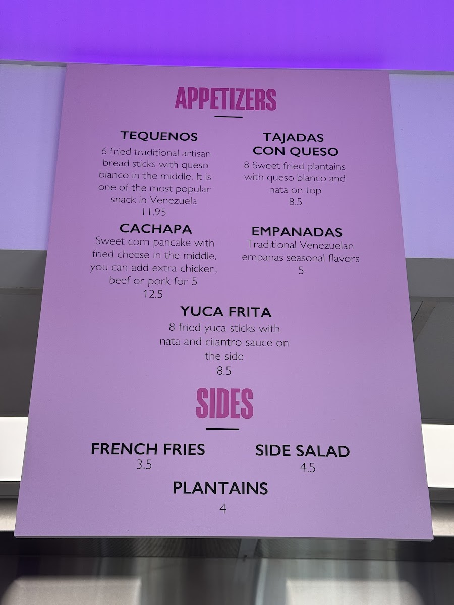 Arepa Please menu board