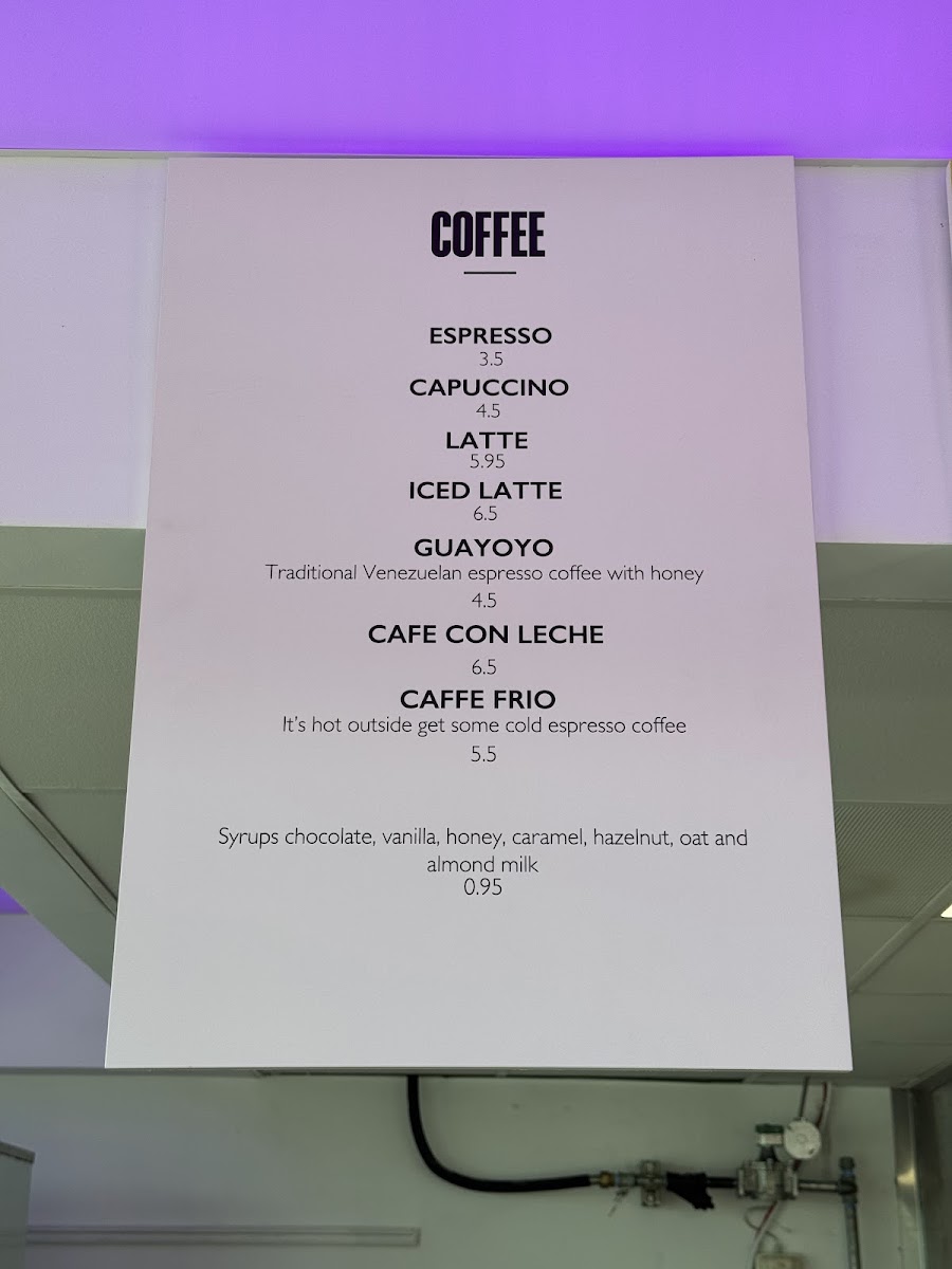 Arepa Please menu board