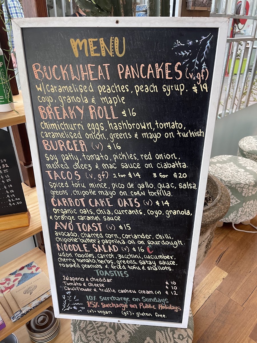 Boneless Cafe menu board