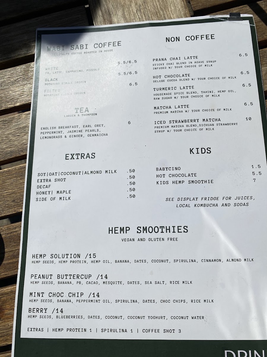 Boneless Cafe menu board