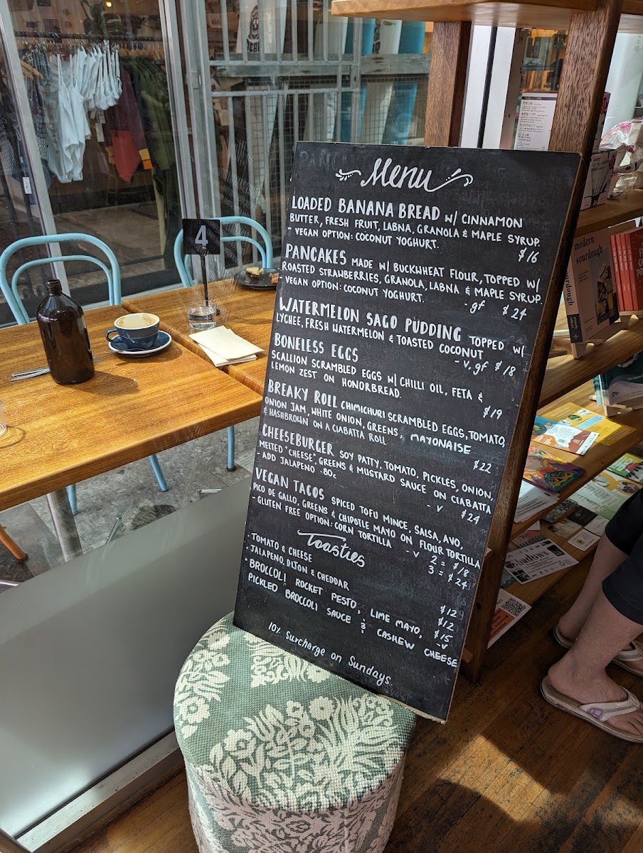 Boneless Cafe menu board