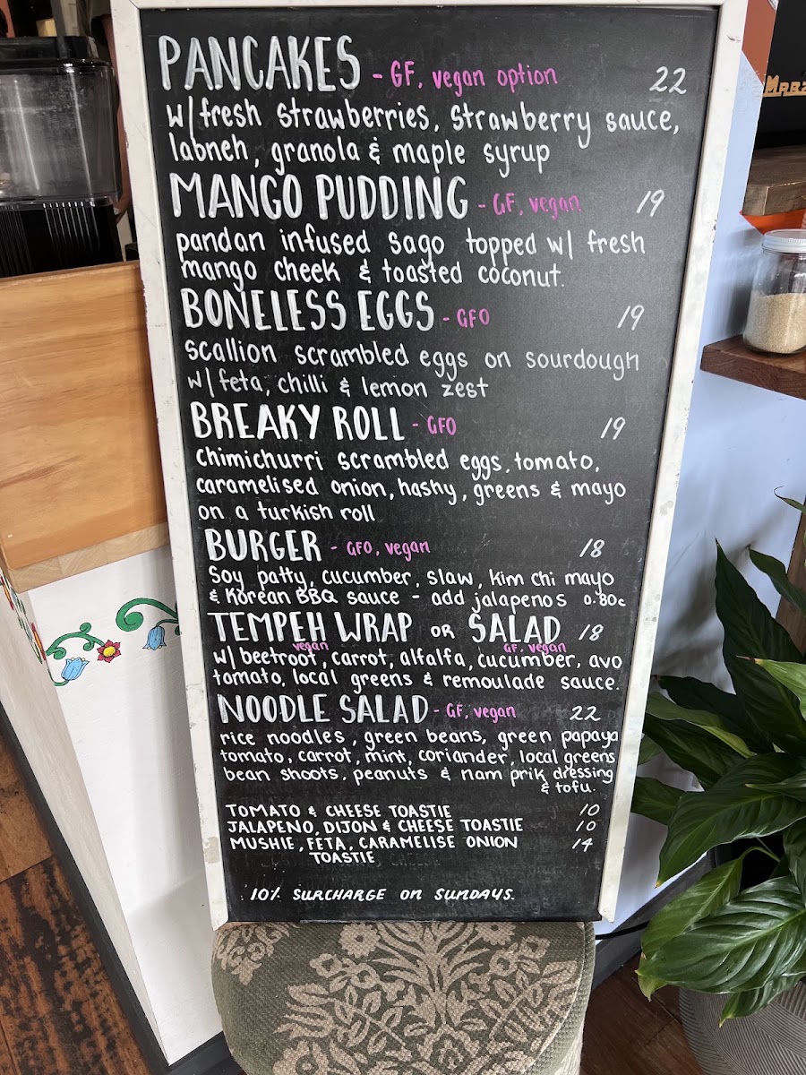Boneless Cafe menu board