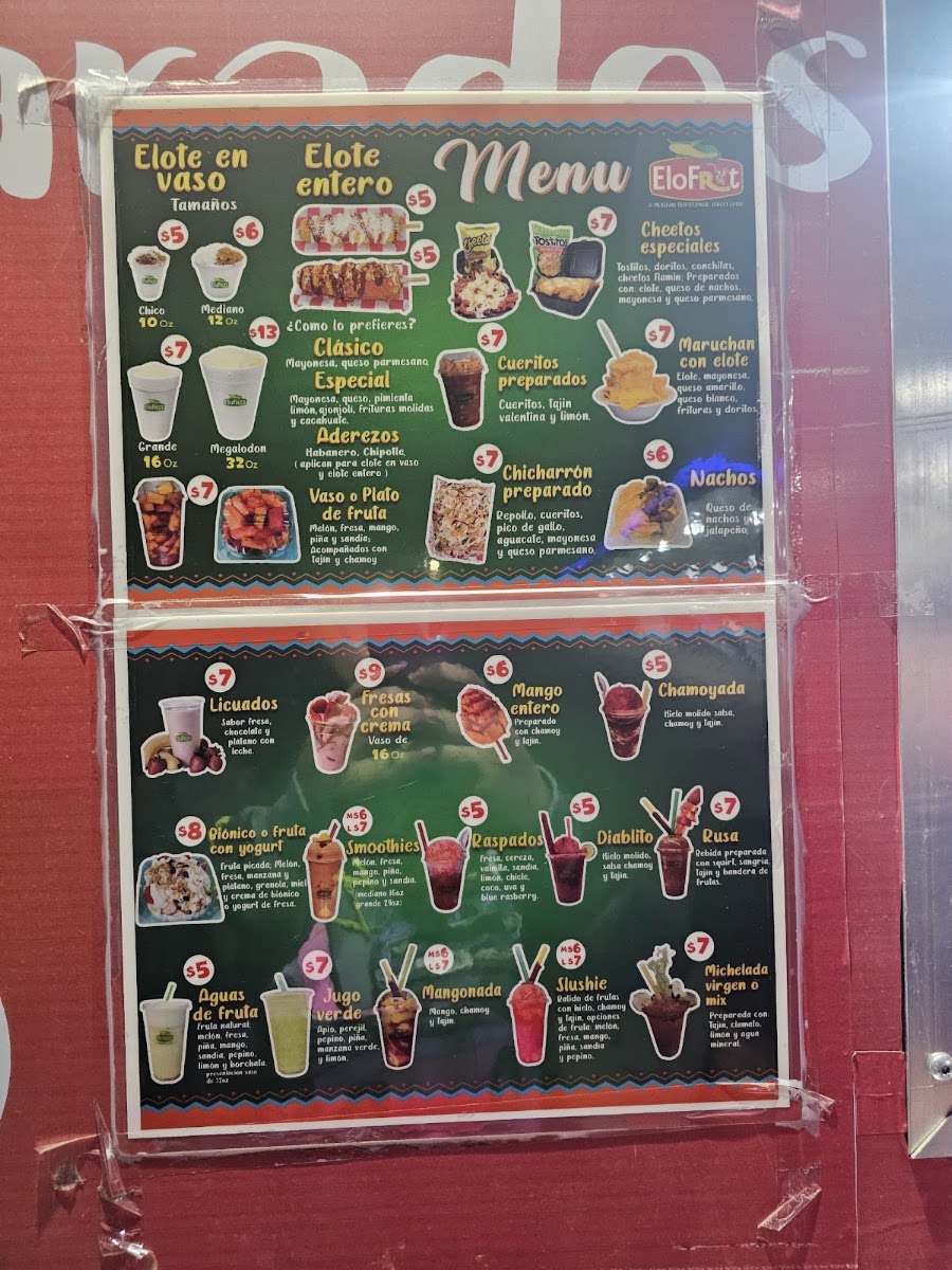 EloFrut #1 Mexican flavor menu board