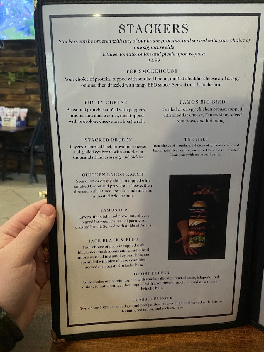Famos Italian Smokehouse menu board