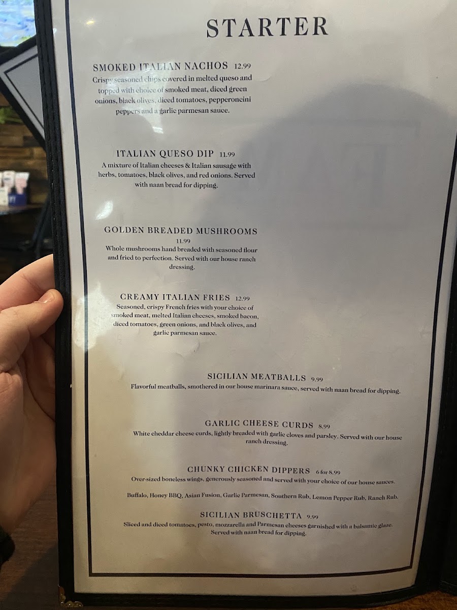 Famos Italian Smokehouse menu board