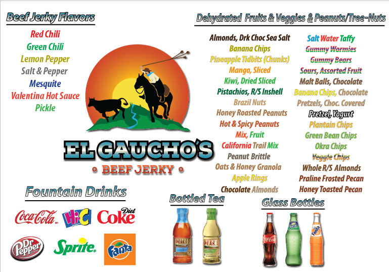 El Gaucho's Beef Jerky menu board