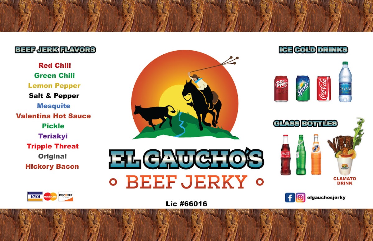 El Gaucho's Beef Jerky menu board