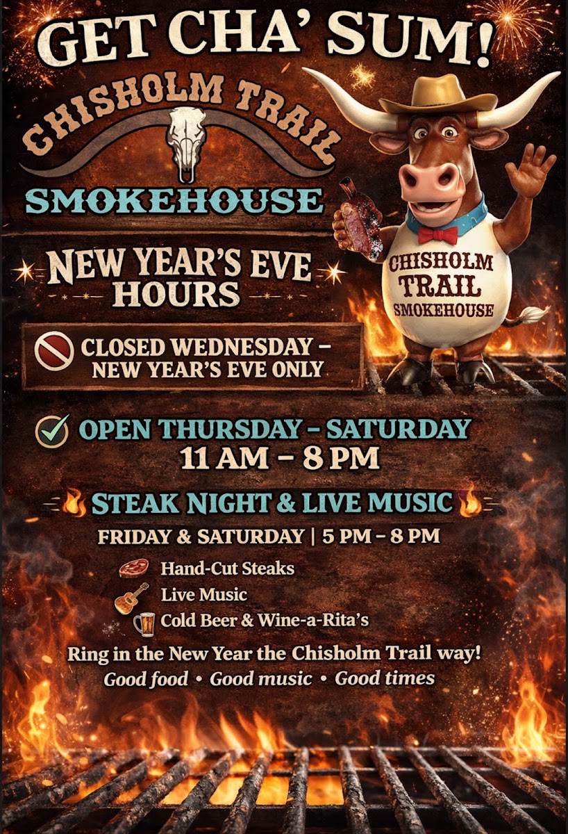 Chisholm Trail Smokehouse & Catering menu board