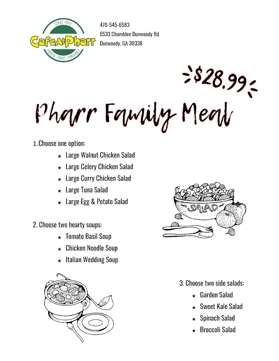 The Hungry Peach / Cafe at Pharr Dunwoody menu board