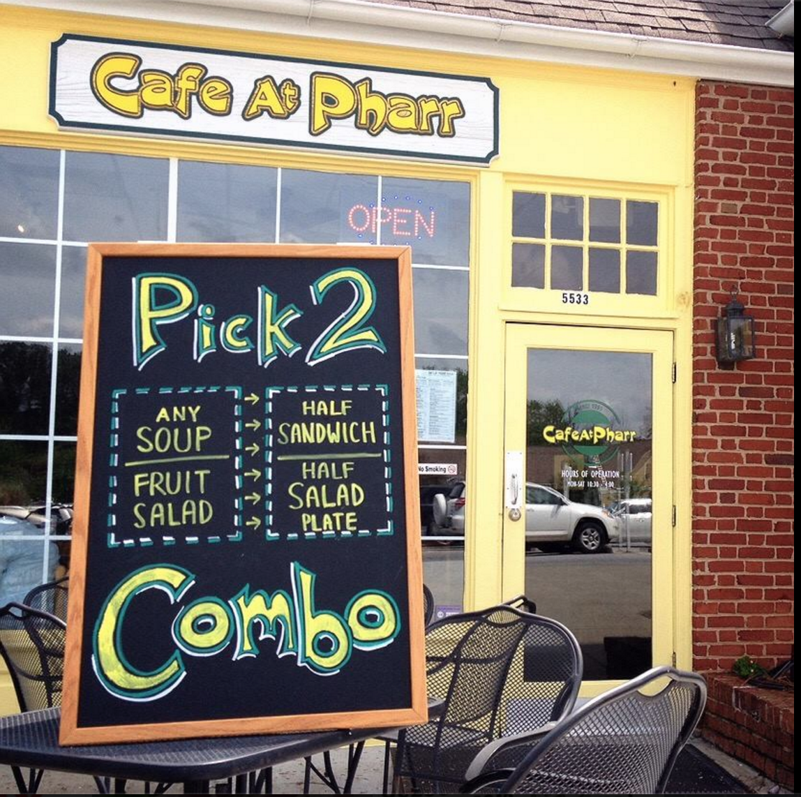 The Hungry Peach / Cafe at Pharr Dunwoody menu board