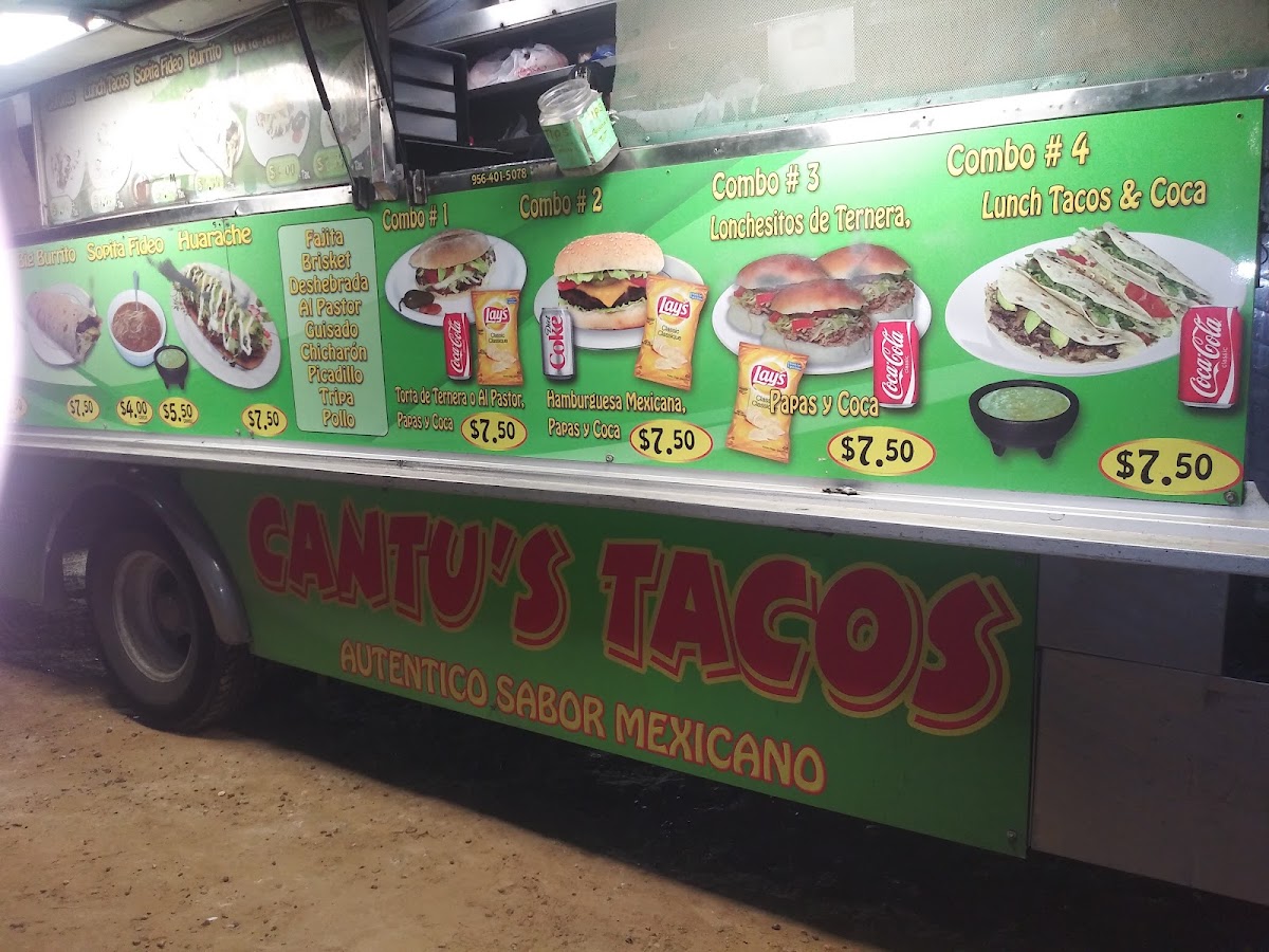 Cantu's Tacos menu board