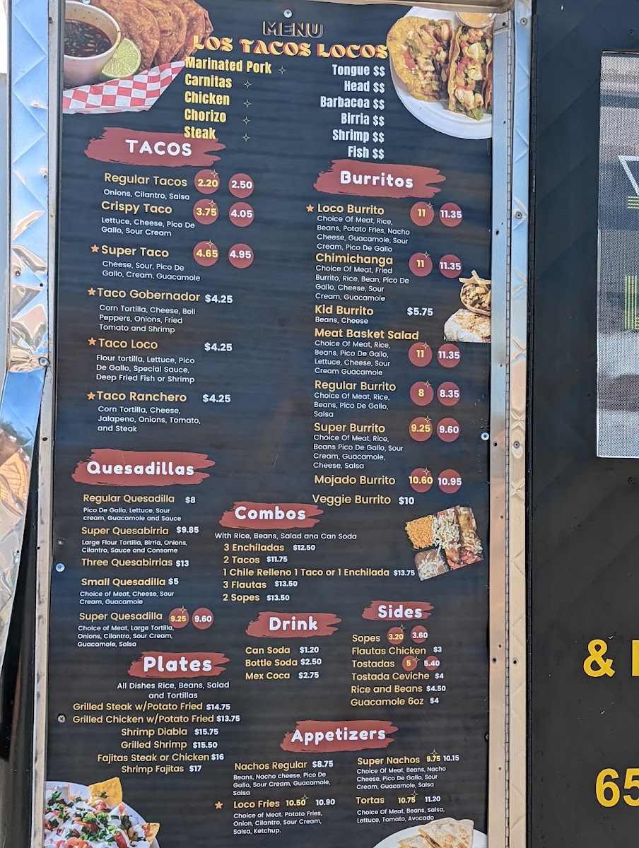 Los Tacos Locos #2 menu board