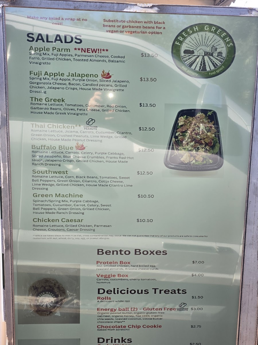 Fresh Greens menu board