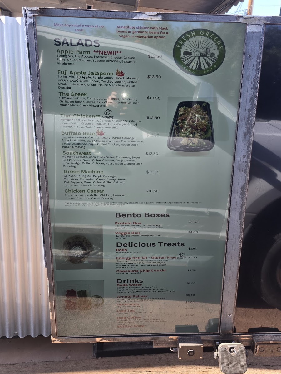 Fresh Greens menu board