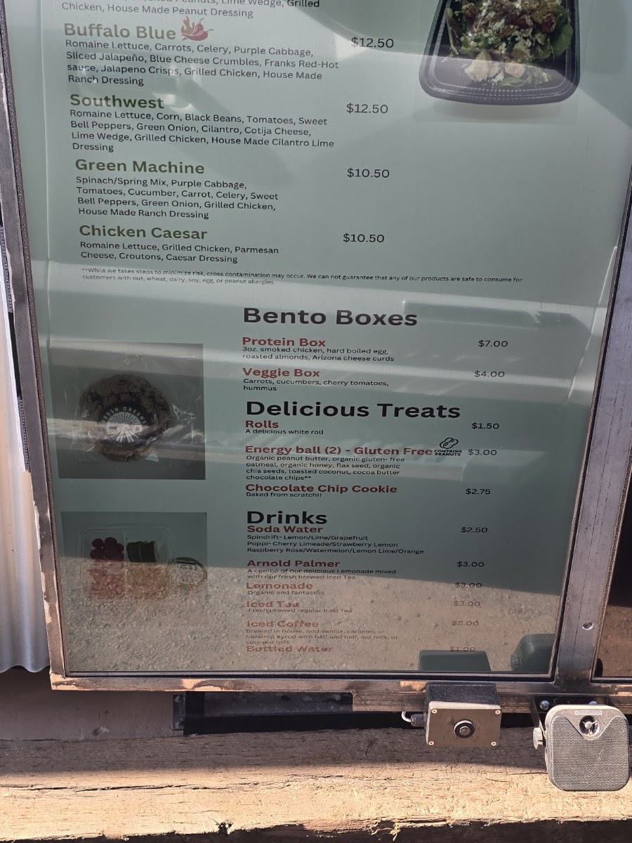Fresh Greens menu board