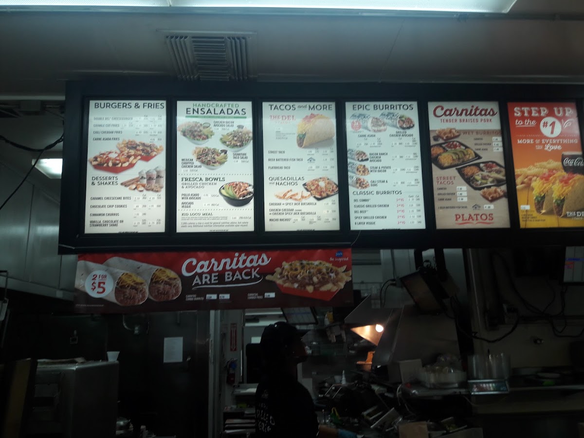 Del Taco menu board