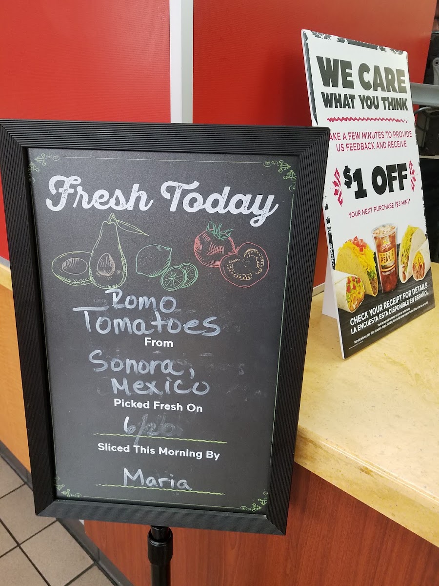 Del Taco menu board