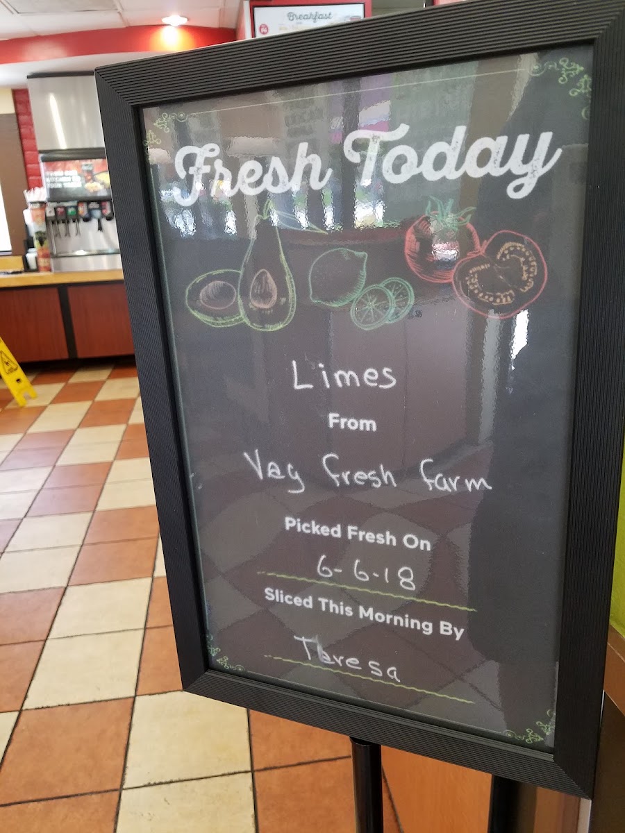 Del Taco menu board