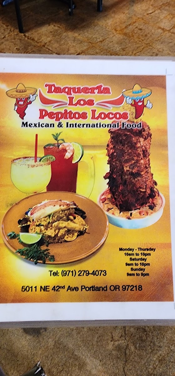 Taqueria Los Pepitos Locos menu board