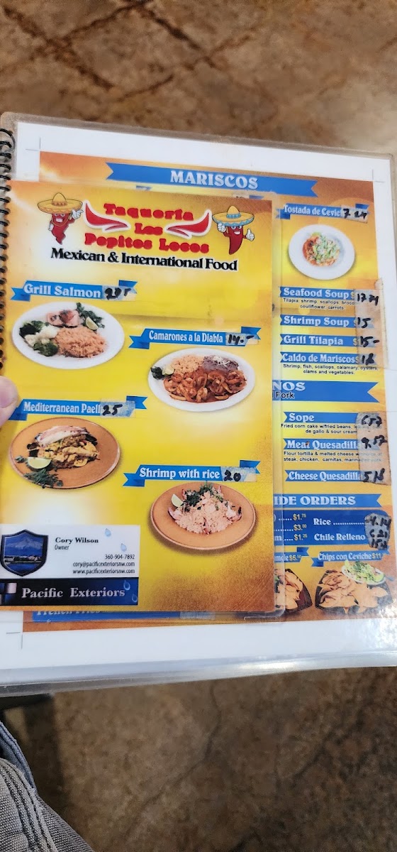 Taqueria Los Pepitos Locos menu board