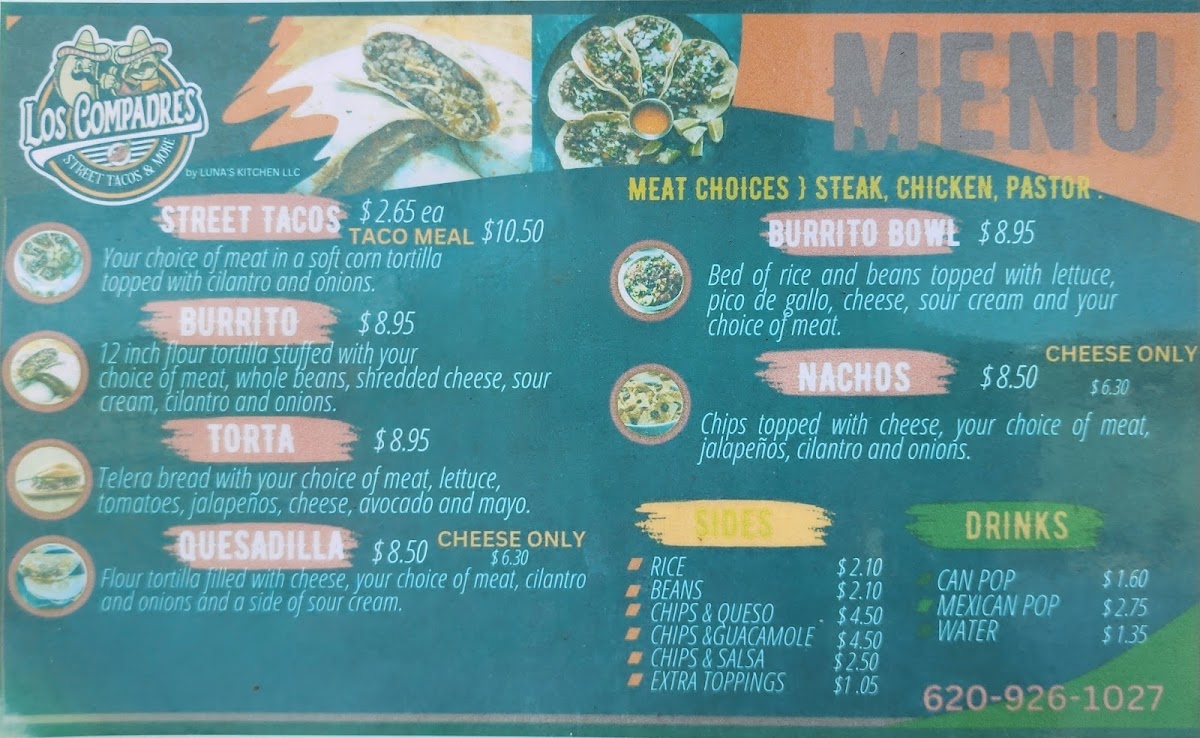Los Compadres | Street Tacos menu board